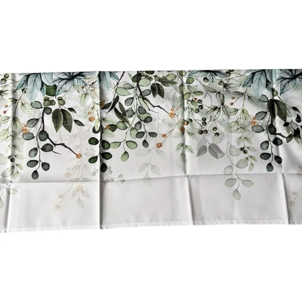 Green Eucalyptus Leaves Window Valance Rod Pocket Curtain Valance 42